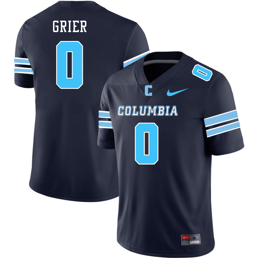 Men-Youth #0 Austin Grier Columbia Lions 2023 College Football Jerseys Stitched-Dark Blue